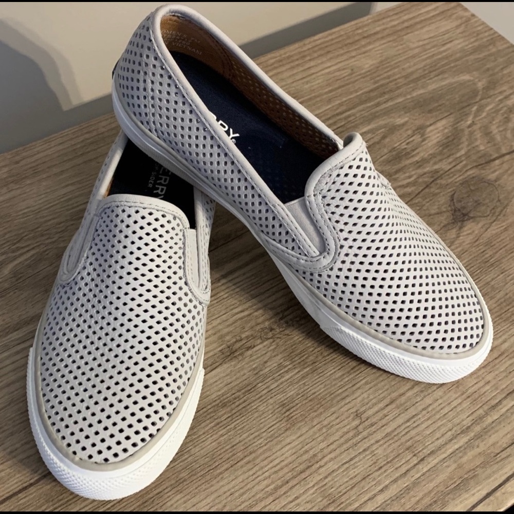 SPERRY Seaside Memory Foam Gray Leather Sneaker 7